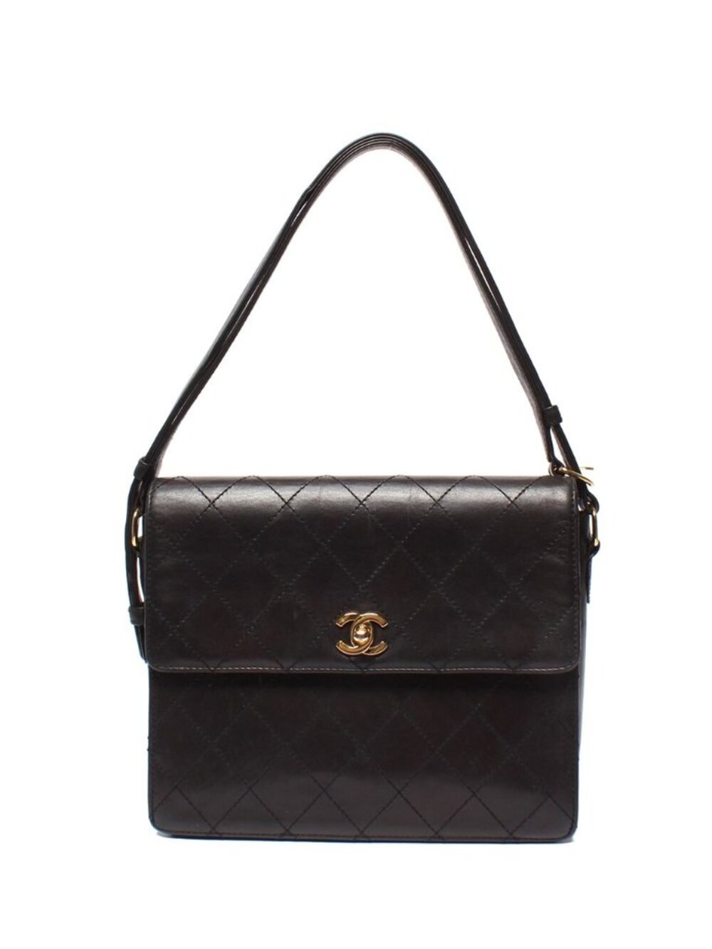 Chanel Shoulder Bag Gold Quilted Lambskin No 5